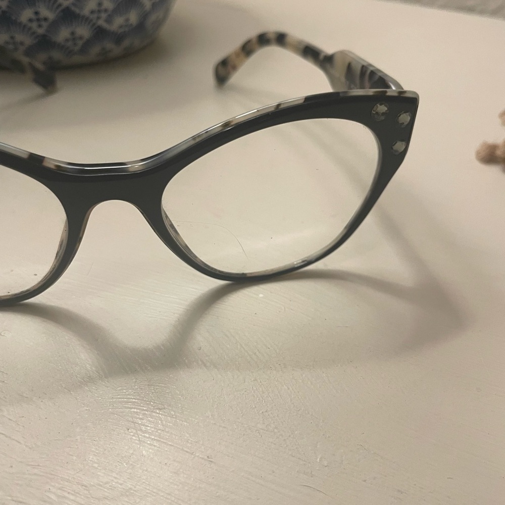Miu Miu Black and Tan Cat-Eye Glasses